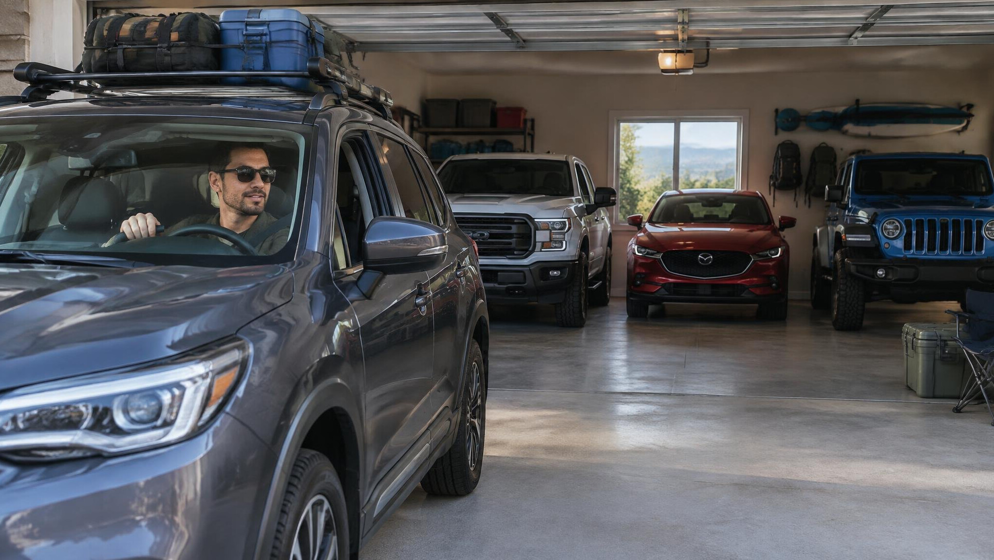 car parked in garage