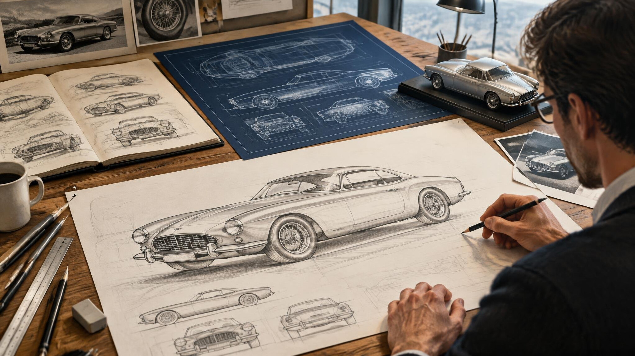 classic car design sketch